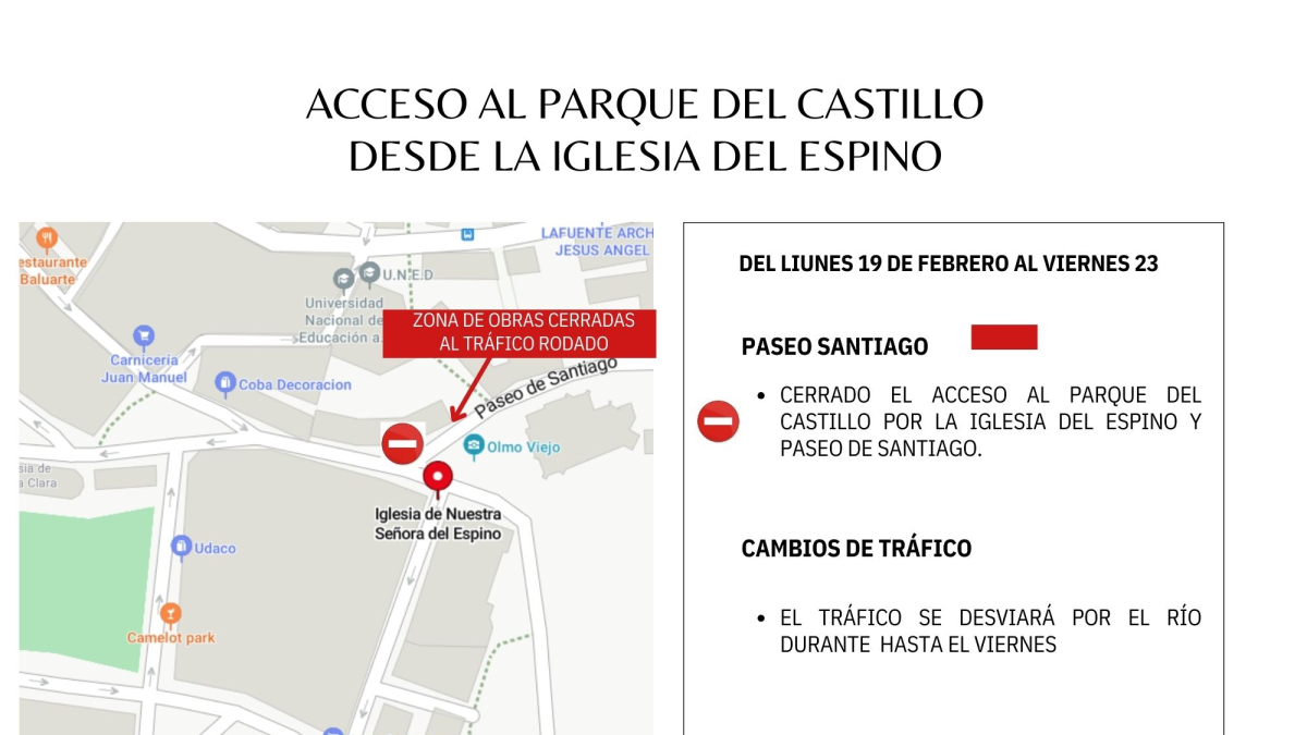 Mapa en el que se reseña el corte al tráfico.