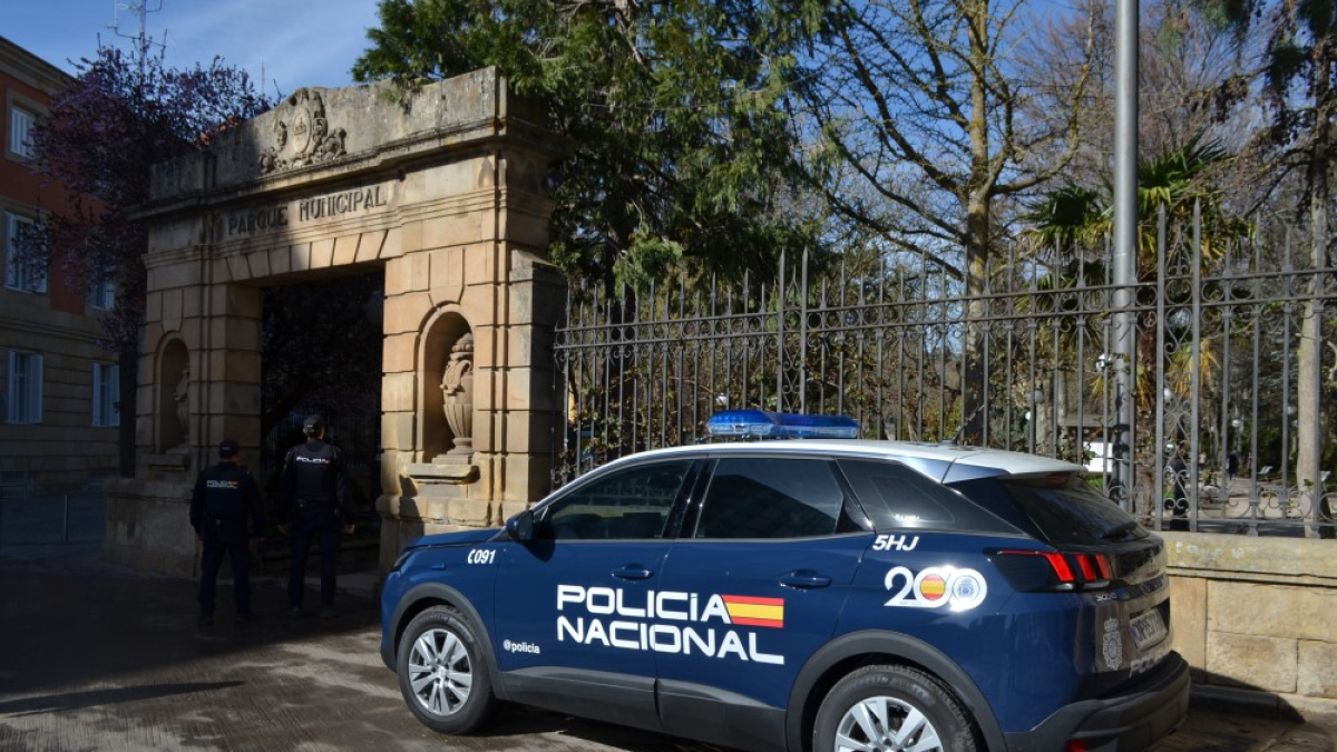 Vehículo de la Policía Nacional en el centro de Soria.