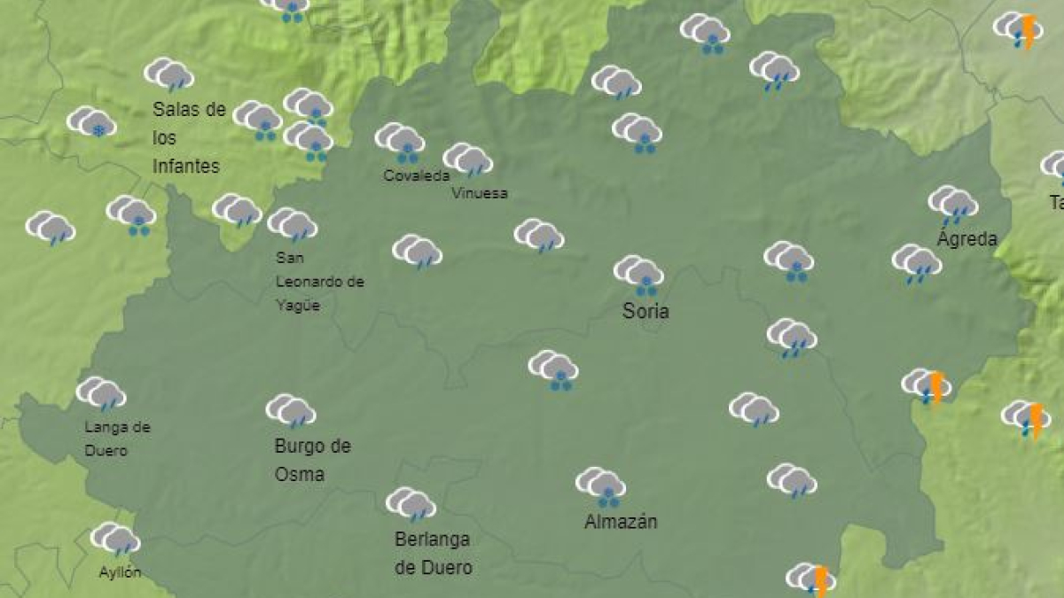 Predicción de la Aemet para Soria este Viernes Santo en la franja de las 17 horas.
