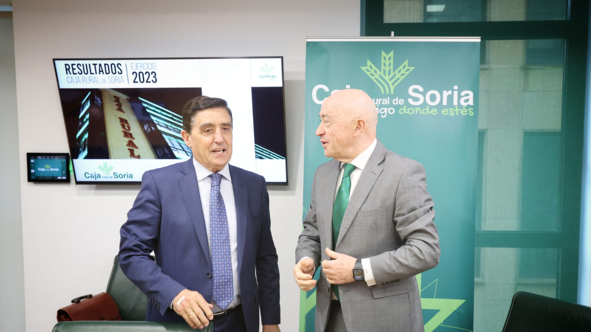 Carlos Martínez y Domingo Barca, en la presentación de las cuentas de Caja Rural de 2023
