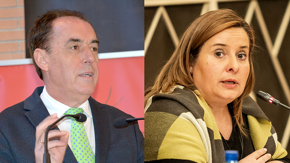 A la izquierda, Benito Serrano, presidente de la Diputación de Soria; a la derecha, Esther Pérez, portavoz socialista.