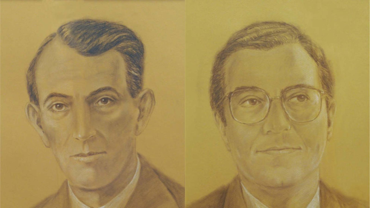 A la izquierda Sixto Morales, presidente en 1923-24, 1936; a la derecha, Víctor Núñez, primer presidente de la restauración democrática (1979-85)