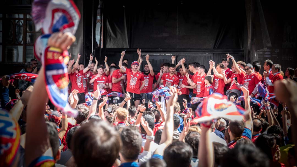 Celebración del ascenso del Numancia hace dos años tras ganar al Ebro.