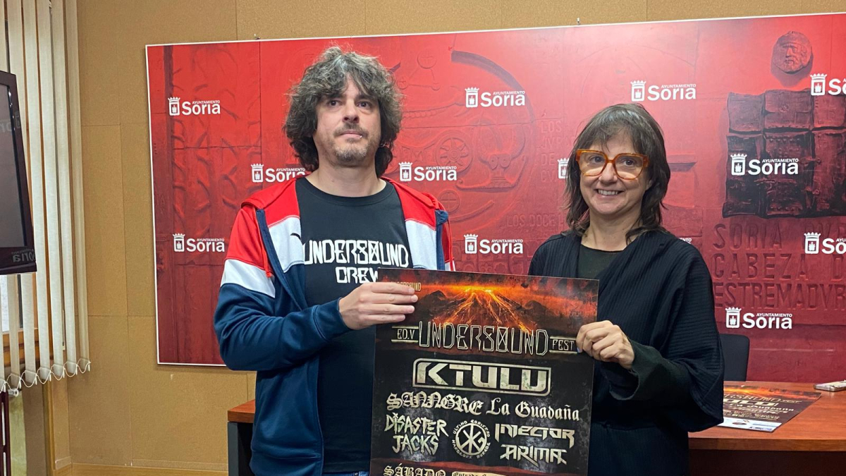 Helio Calvo y Gloria Gonzalo en la presentación del Festival Urdersound de Soria.