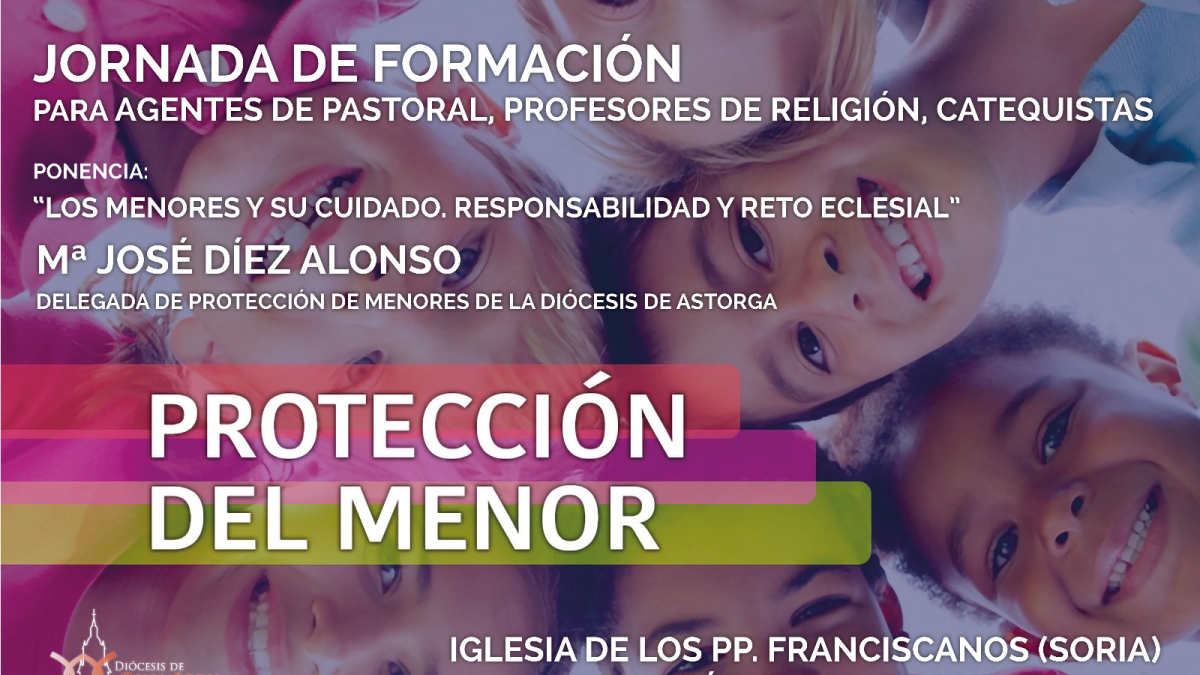 Cartel anunciador de la jornada sobre protección del menor de la Iglesia de Osma Soria.
