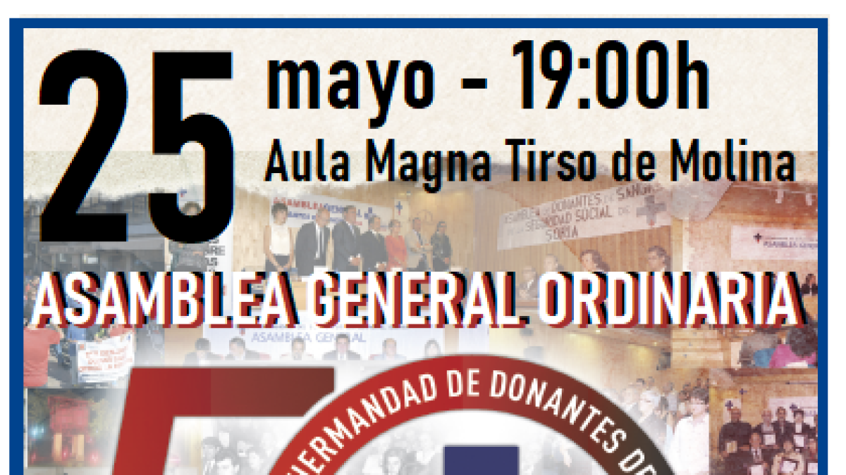 Cartel de la asamblea por el quincuagésimo aniversario de la Hermandad de Donantes de Sangre de Soria.
