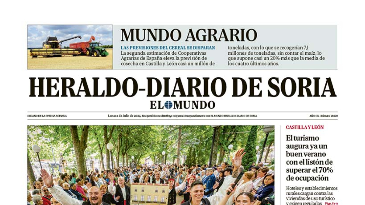 Portada de Heraldo-Diario de Soria de 1 de julio de 2024