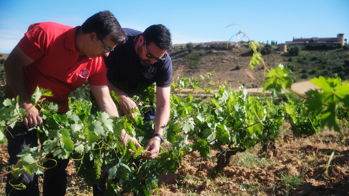 Jaime Súarez e Ismael Sanz en la explotación de Atauta.