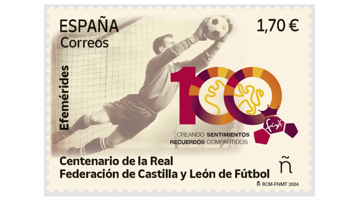 Sello conmemorativo del centenario de la Real Federación de Castilla y León de Fútbol.
