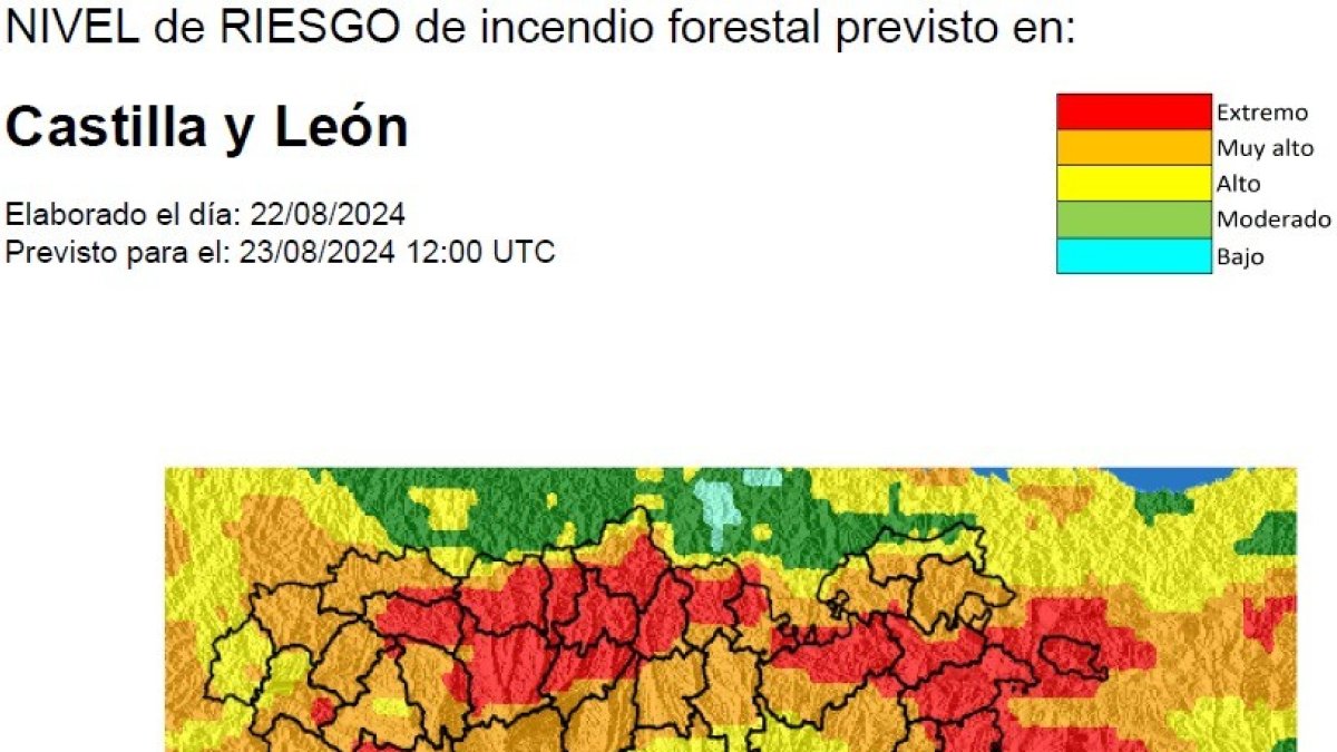 Riesgo extremo de incendios forestales para hoy.