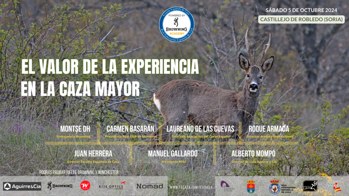 Cartel del curso sobre caza mayor que tiene lugar en Castillejo de Robledo.