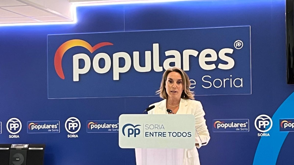 La secretaria general del PP, Cuca Gamarra, en el acto celebrado en Soria.