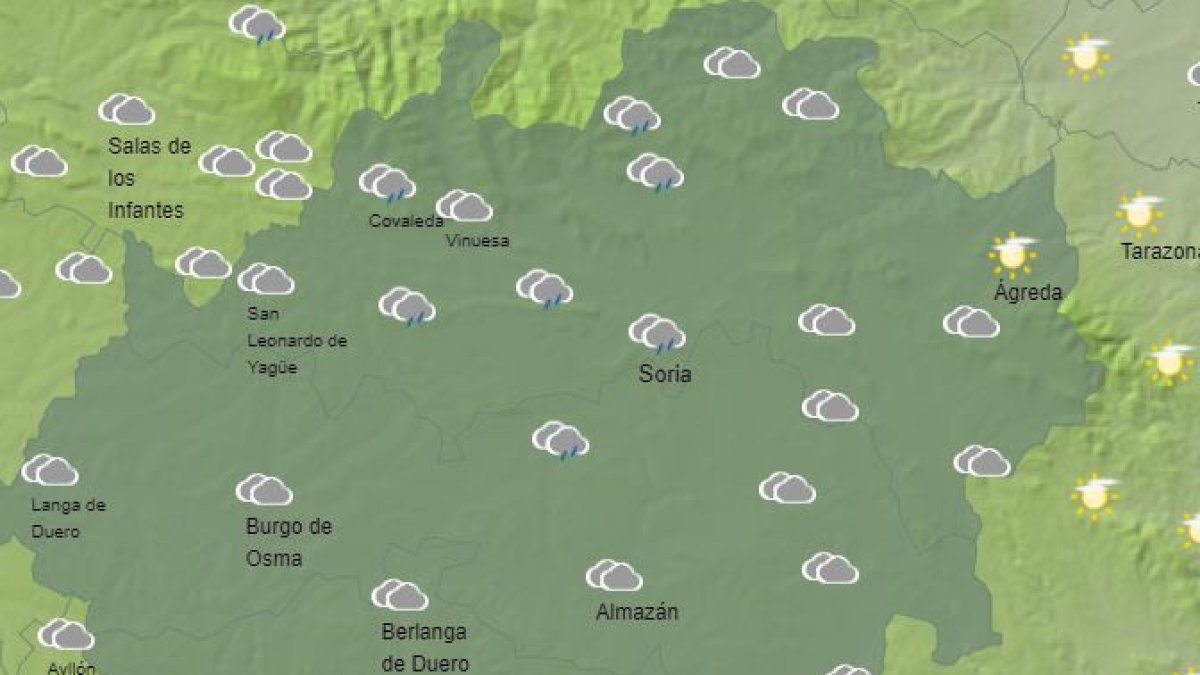 Predicción de la Aemet en la franja de las 16 horas en Soria.