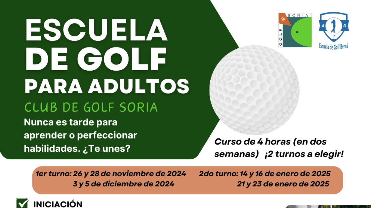 Cartel anunciador de la escuela de golf.