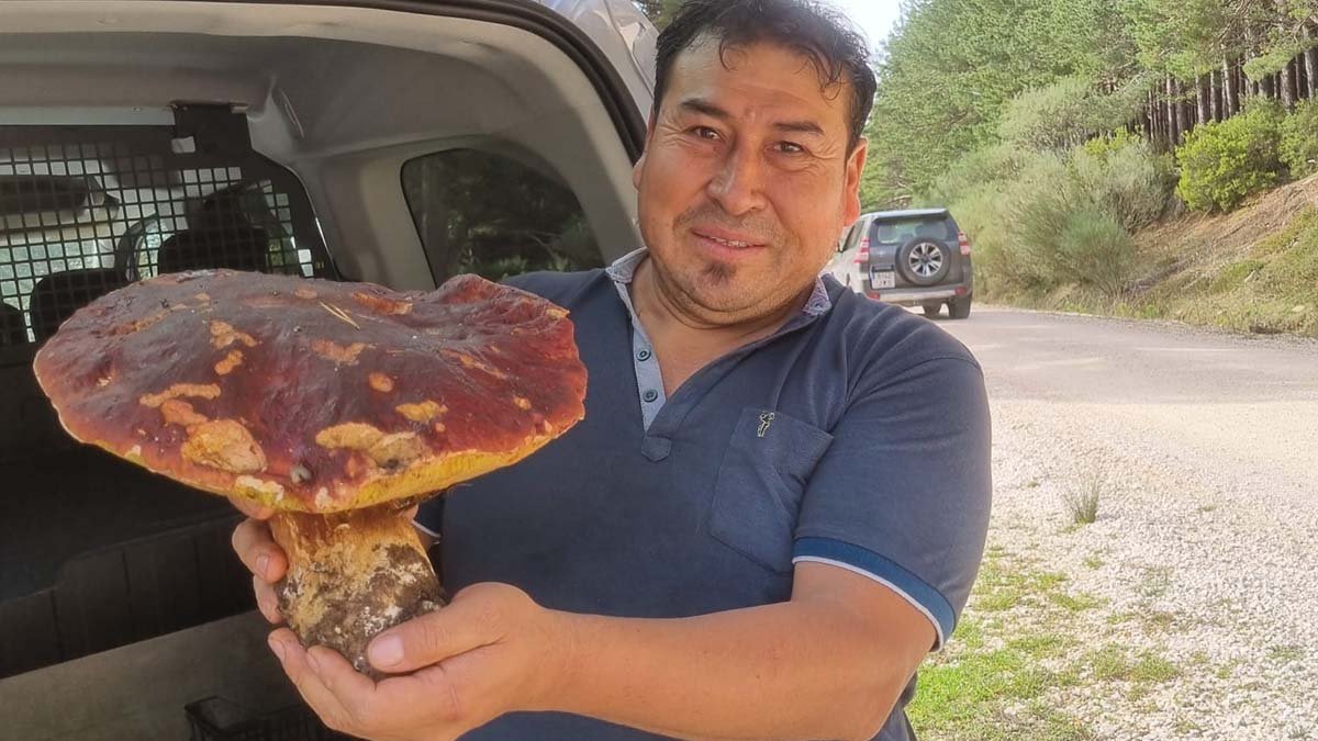 Ademar con su ejemplar de boletus pinicola.