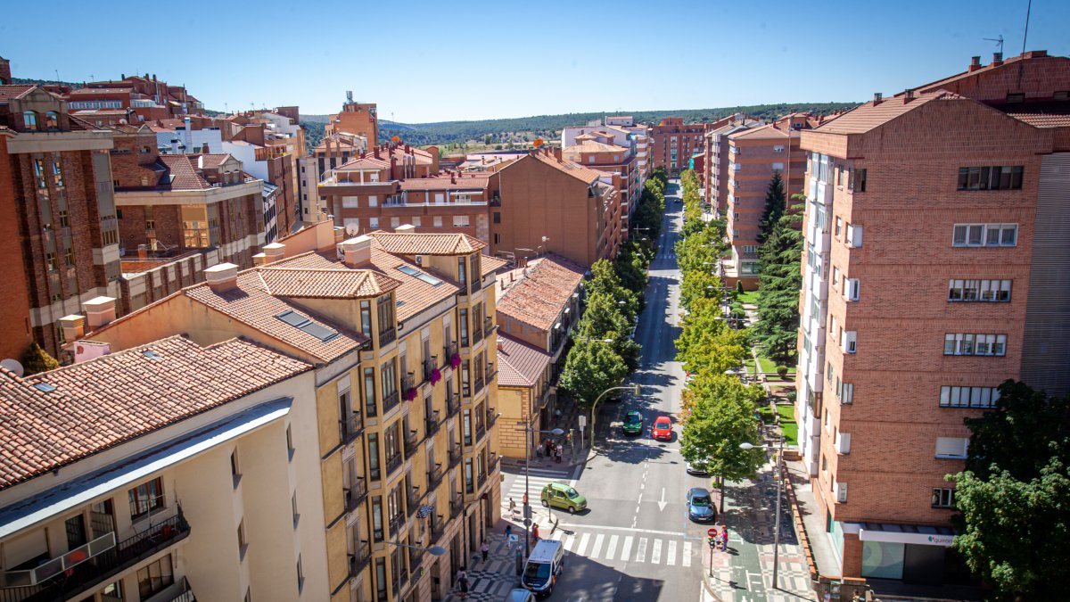 Imagen aérea del centro de la ciudad.