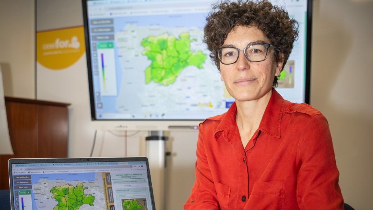 Adela Trassierra, responsable del proyecto Life Soria ForestAdapt, en el Cesefor.