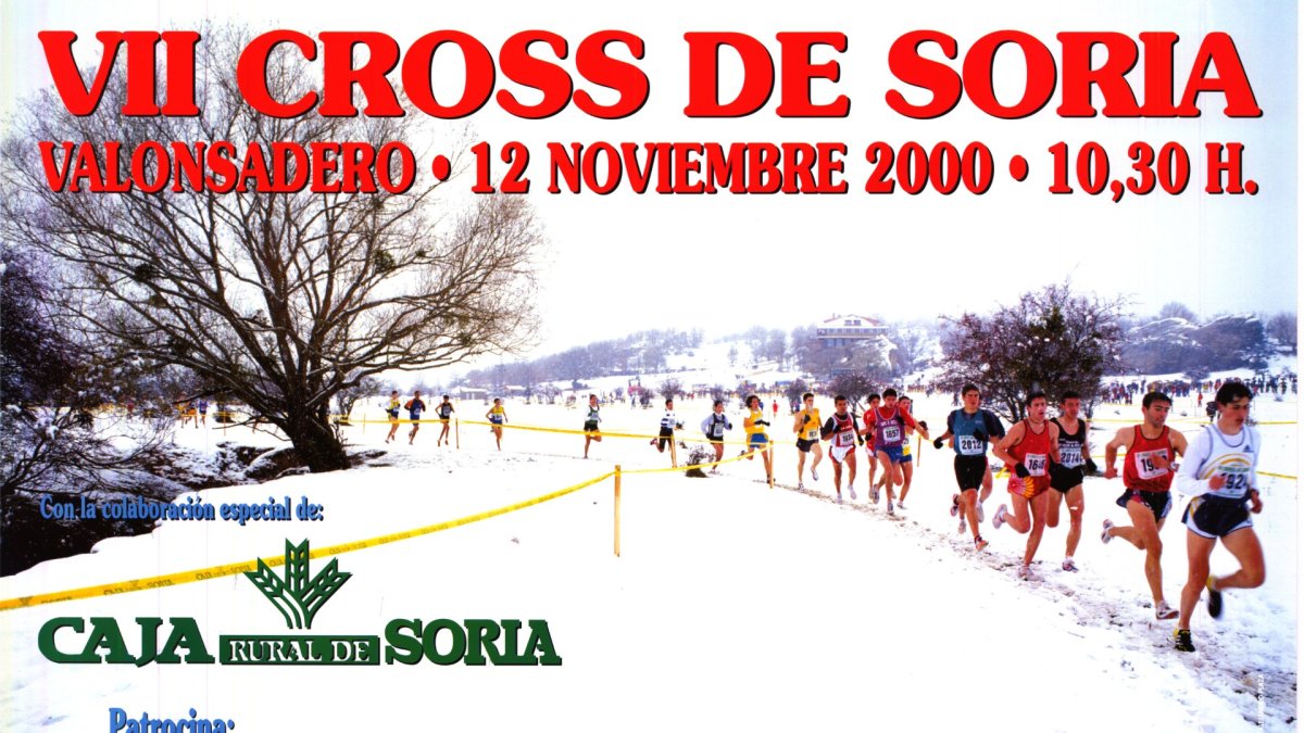 El cross de Soria celebra su treinta aniversario y lo hará con homenajes y exposiciones. En la imagen la edición de 1999 con Valonsadero nevado.