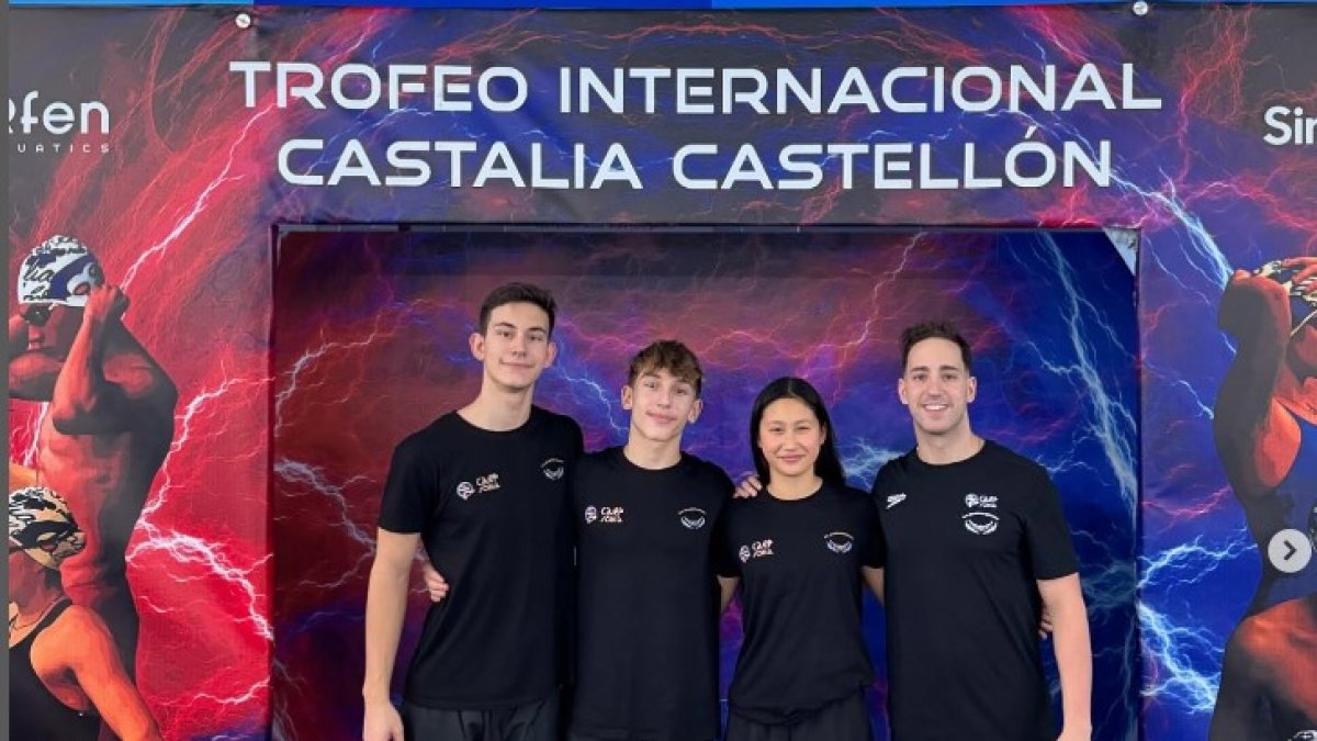 Los cuatro representantes del Club Acuático Soriano que participaron en la competición internacional de Castellón.