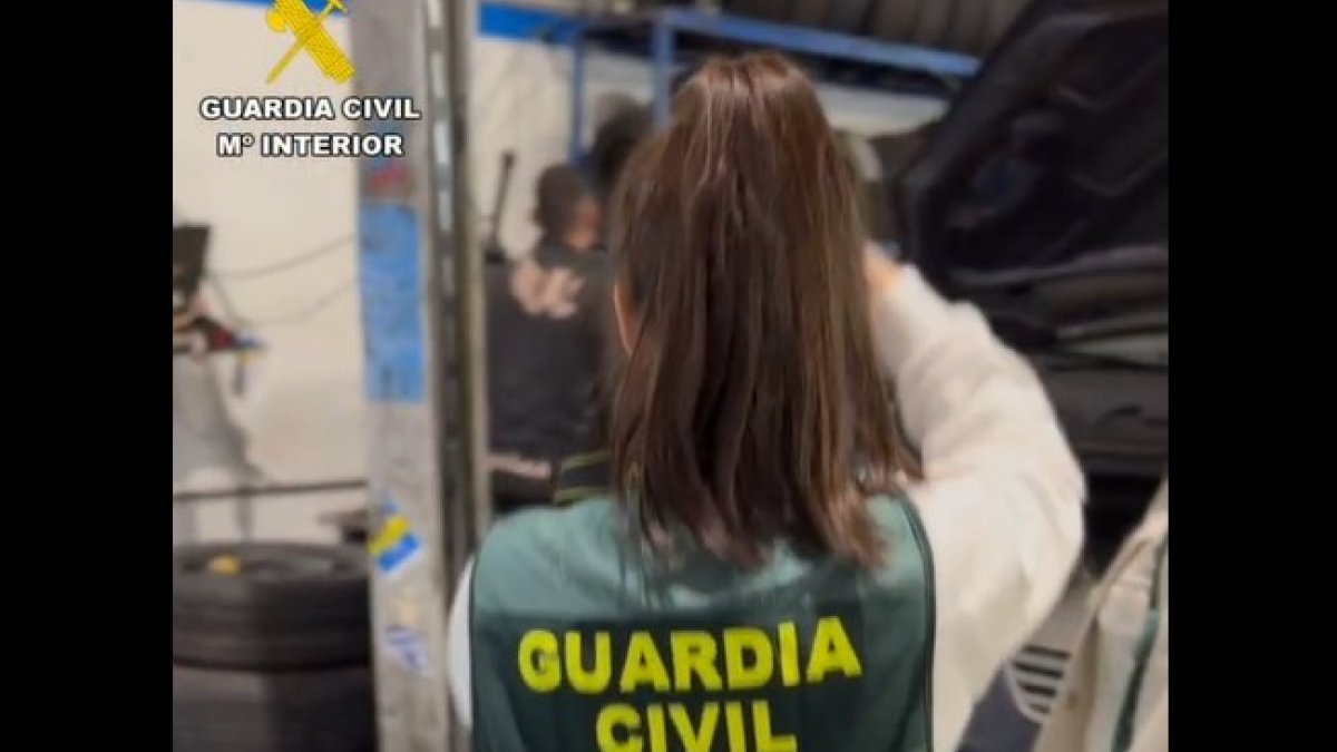 Una agente de la Guardia Civil durante uno de los registros dentro de la operación.