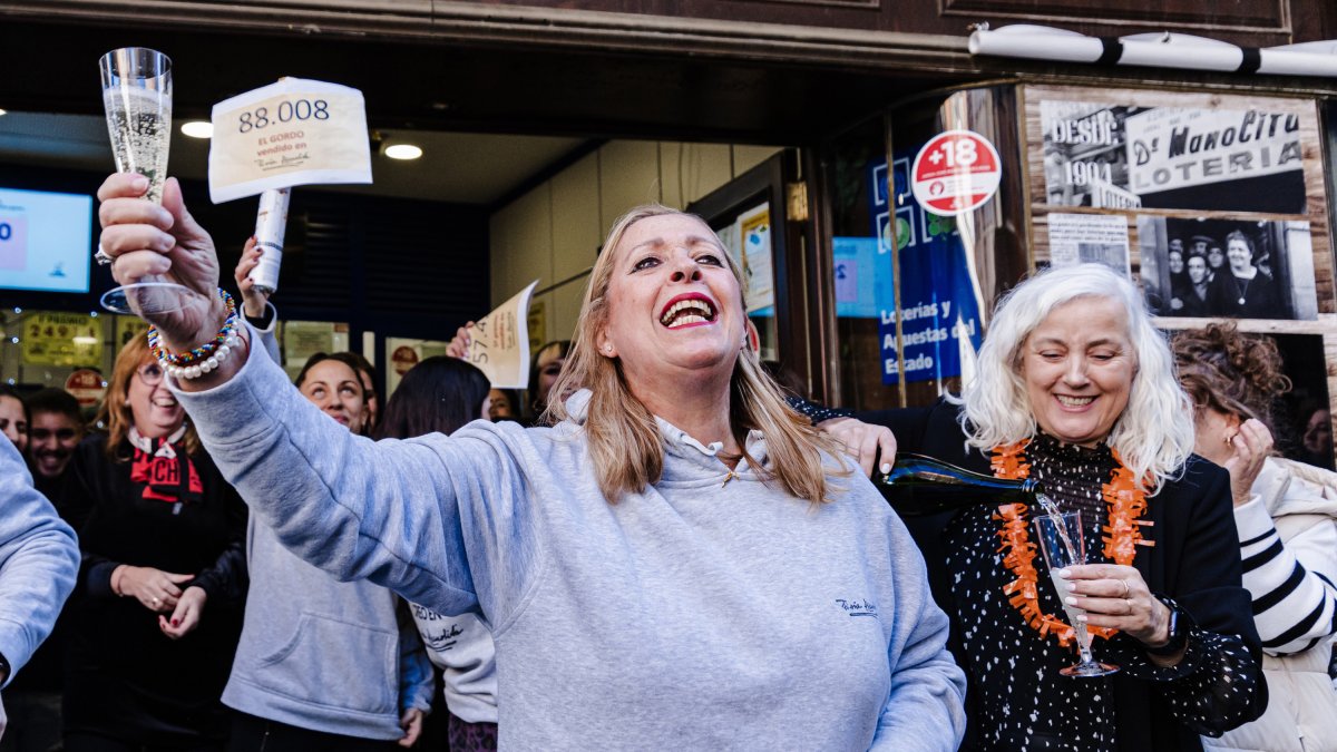 Celebración del Gordo de la Lotería de Navidad el año pasado.