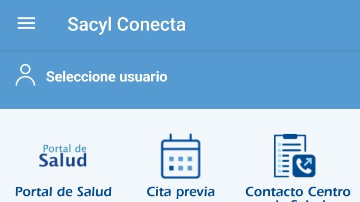 Aplicación de Sacyl Conecta.
