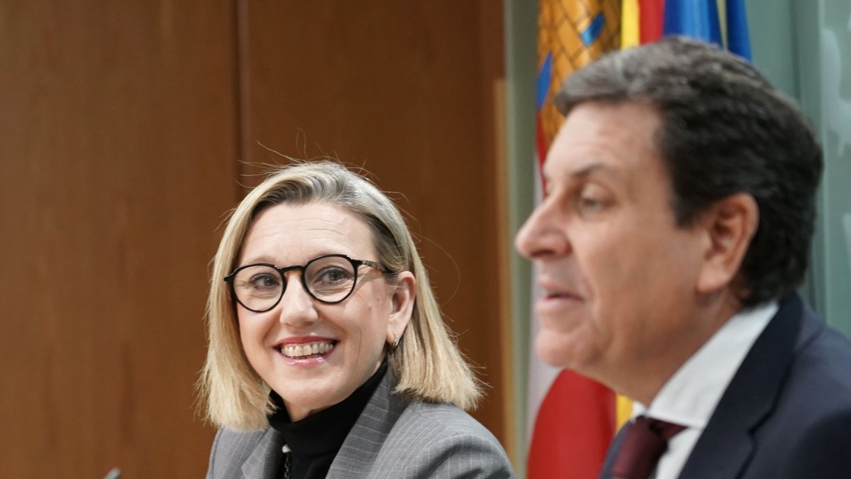 El consejero de Economía y Hacienda y portavoz de la Junta, Carlos Fernández Carriedo, y la vicepresidenta de la Junta y consejera de Familia.