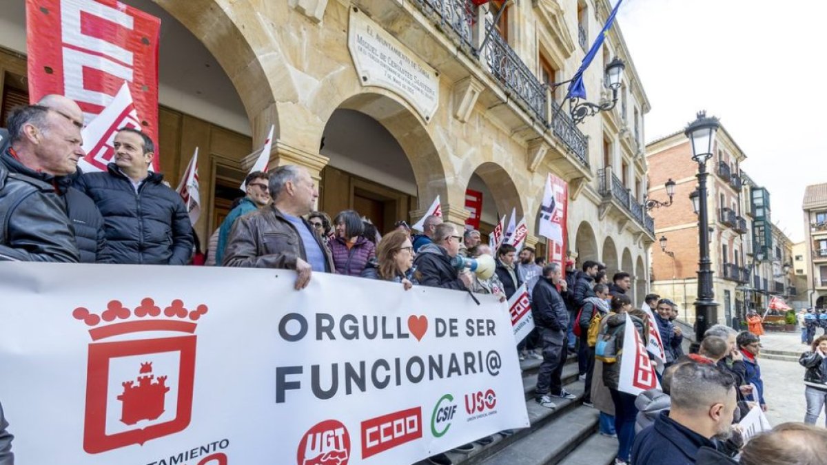 Protesta sindical en el Ayuntamiento en una imagen de archivo.