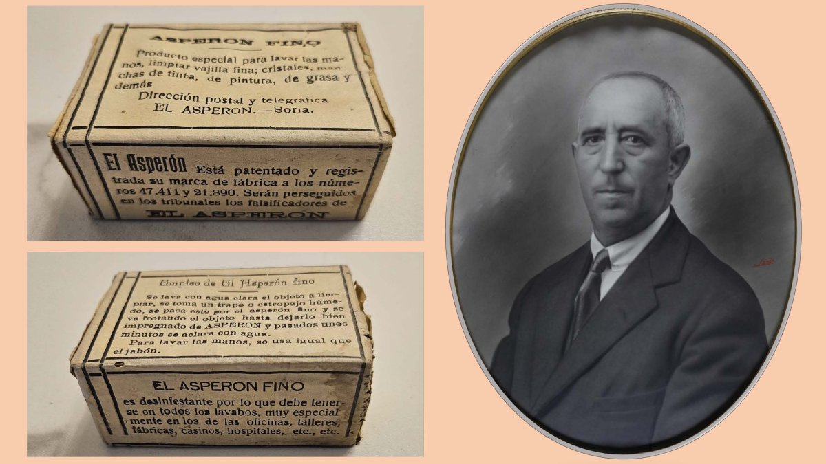 Retrato de Casto Hernández y fotografía de una pastilla de ´El Asperón´.