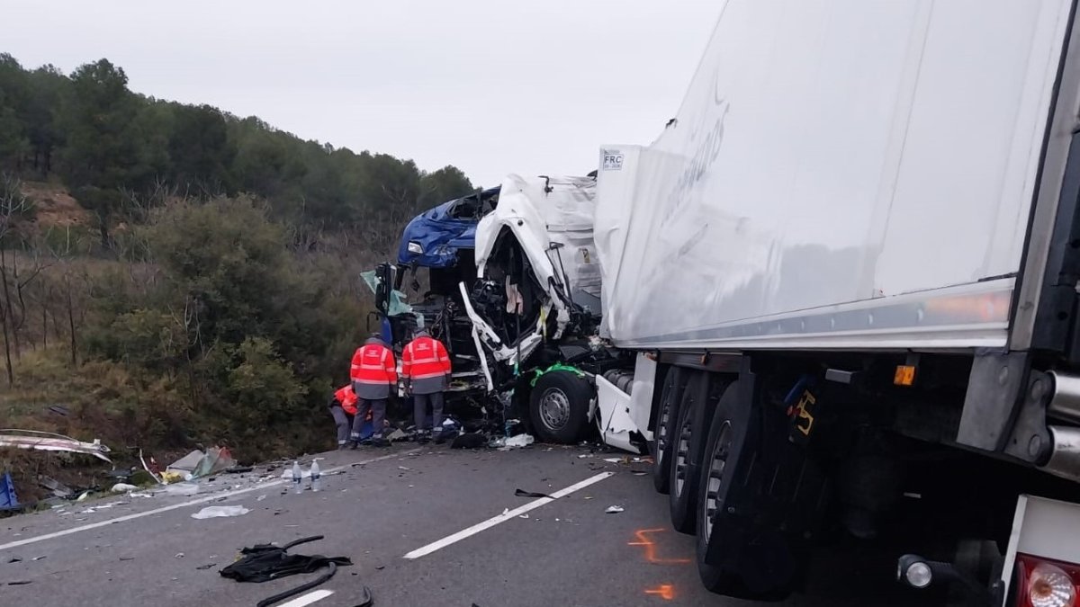 Accidente ocurrido en Navarra en la madrugada de este miércoles.