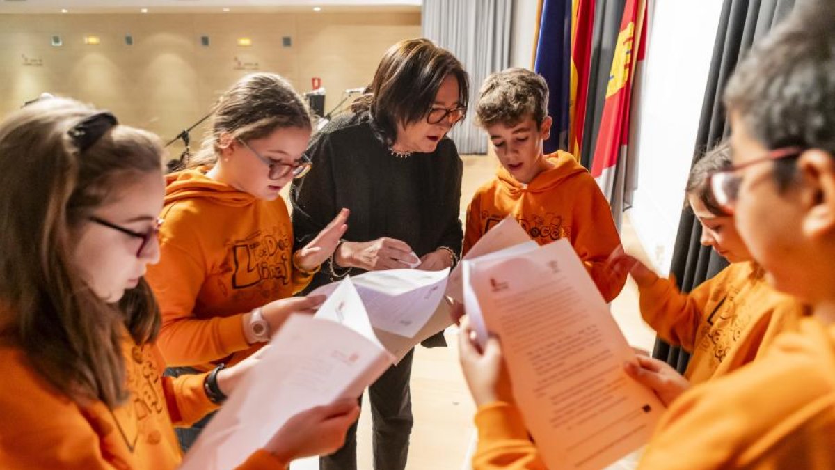 Alumnos de un colegio de Soria en un certamen este mes de marzo.