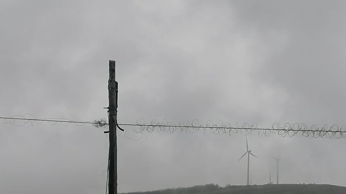 Aspecto del cable pelado tras el robo.