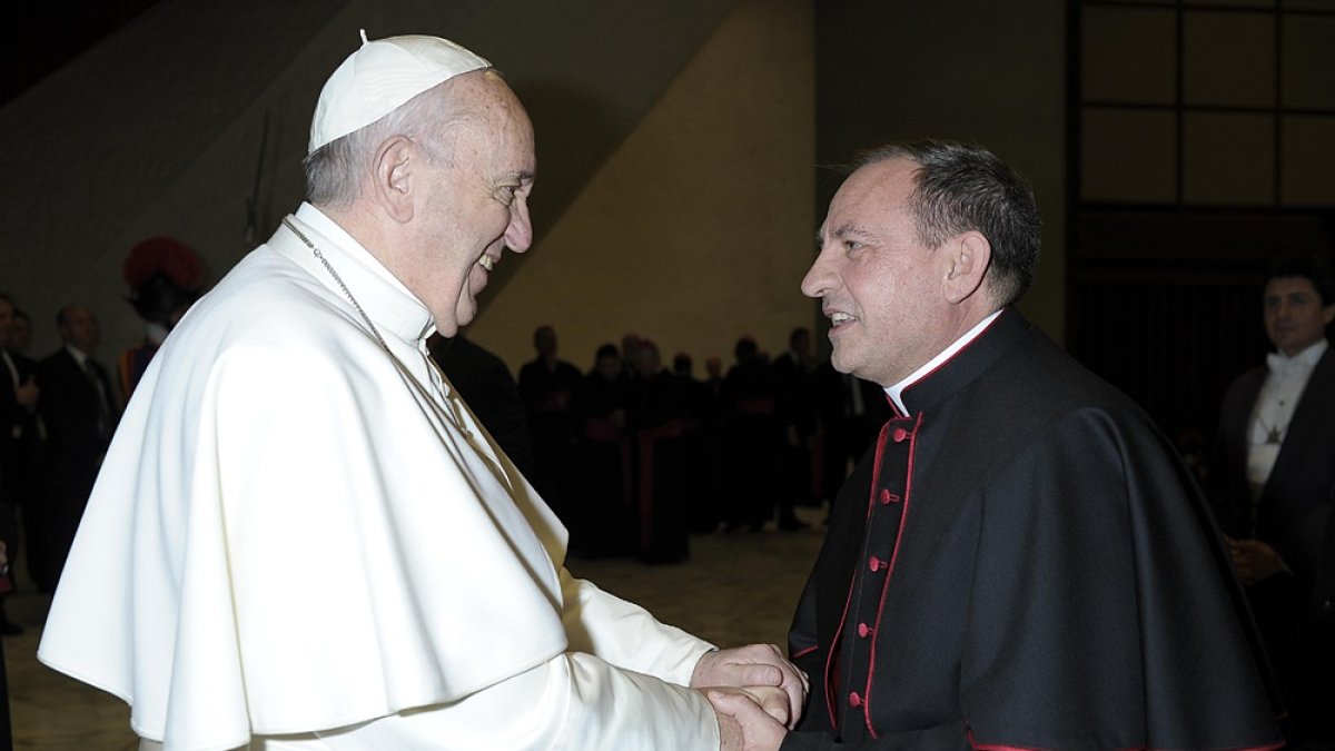 El Papa y el obispo de Soria, Abilio Martínez.