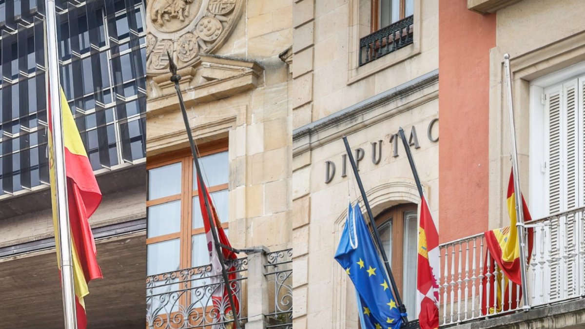 Banderas a media asta en los edificios institucionales de Soria.