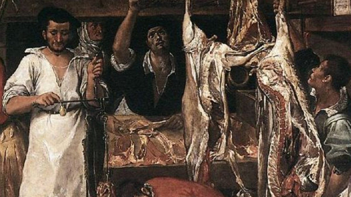 'La carnicería', óleo de de Annibale Carracci, circa 1580-1585, Christian Church Picture Gallery, Oxford.