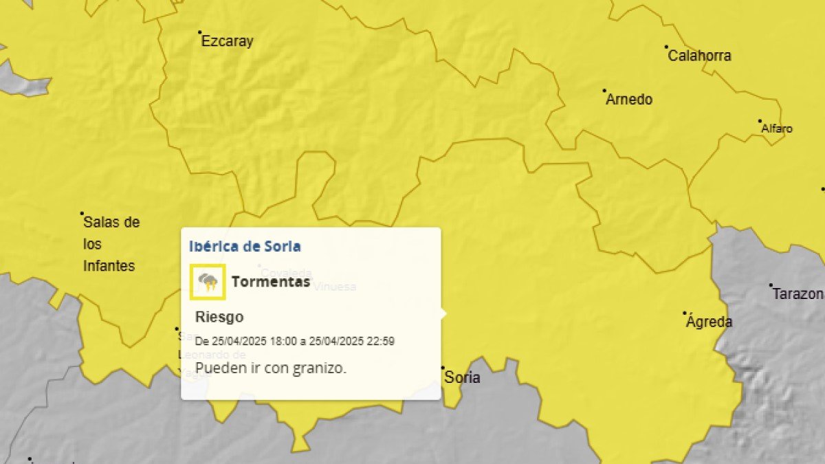 Aviso amarillo de la Aemet por tormentas.
