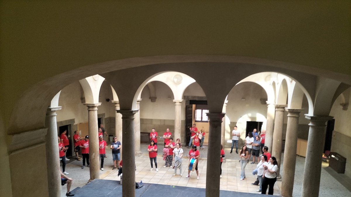 Protesta este miércoles de trabajadores de Siemens Gamesa en el Palacio de los Castejones de Ágreda.