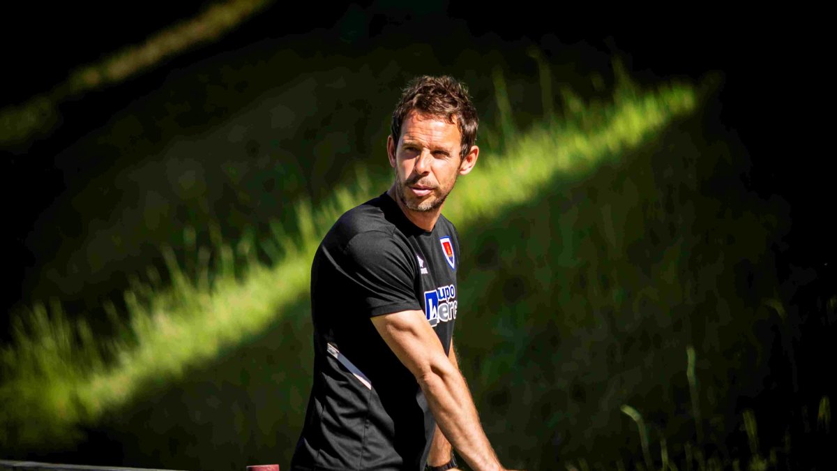 Aitor Calle en un entrenamiento con el Numancia en la Ciudad Deportiva.