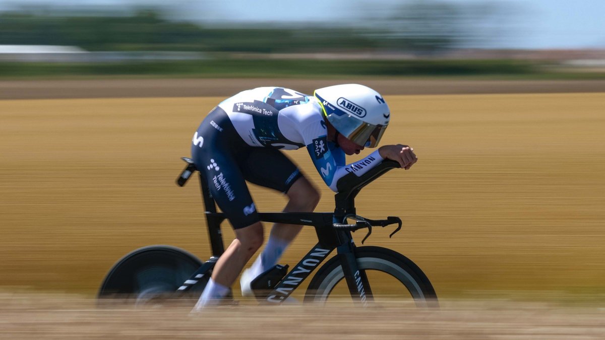 Iván Romeo en la contrarreloj del Tour de Francia en la que acabó en el puesto séptimo.