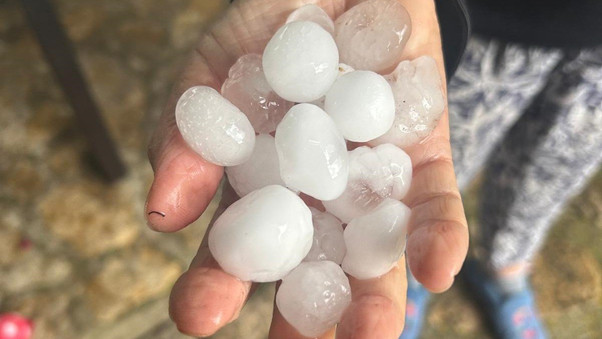 Granizo de la tormenta de este miércoles en el suroeste de Soria.