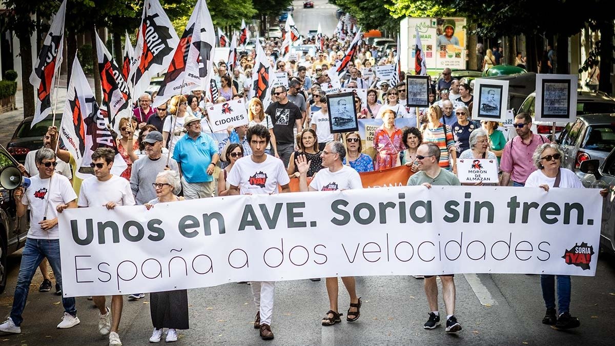 Manifestación de Soria Ya por el futuro ferroviario de la provincia.