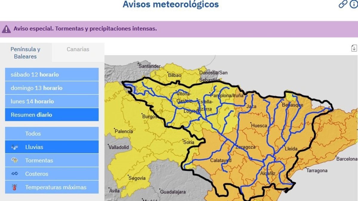 Desde la CHE se recomienda a los ciudadanos estar atentos a la evolución de los datos meteorológicos e hidrológicos.