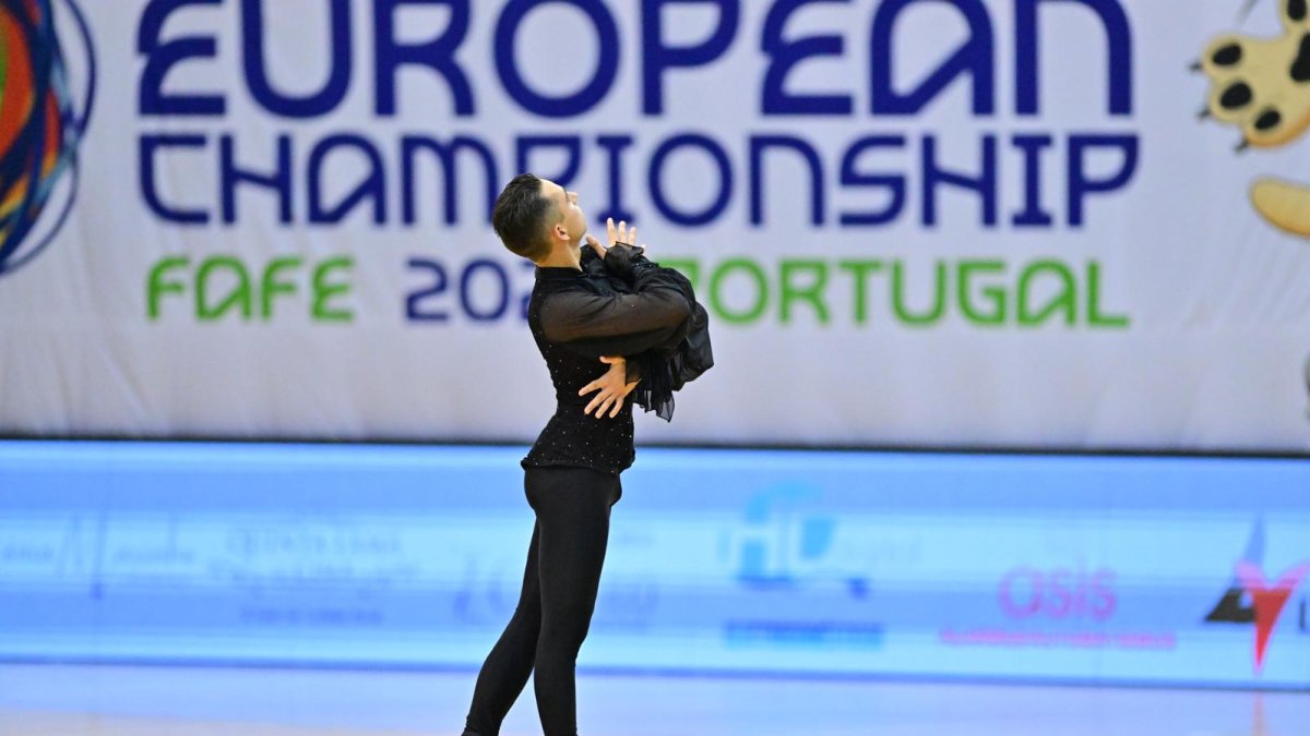 El patinador soriano durante su participación en un Campeonato de Europa.