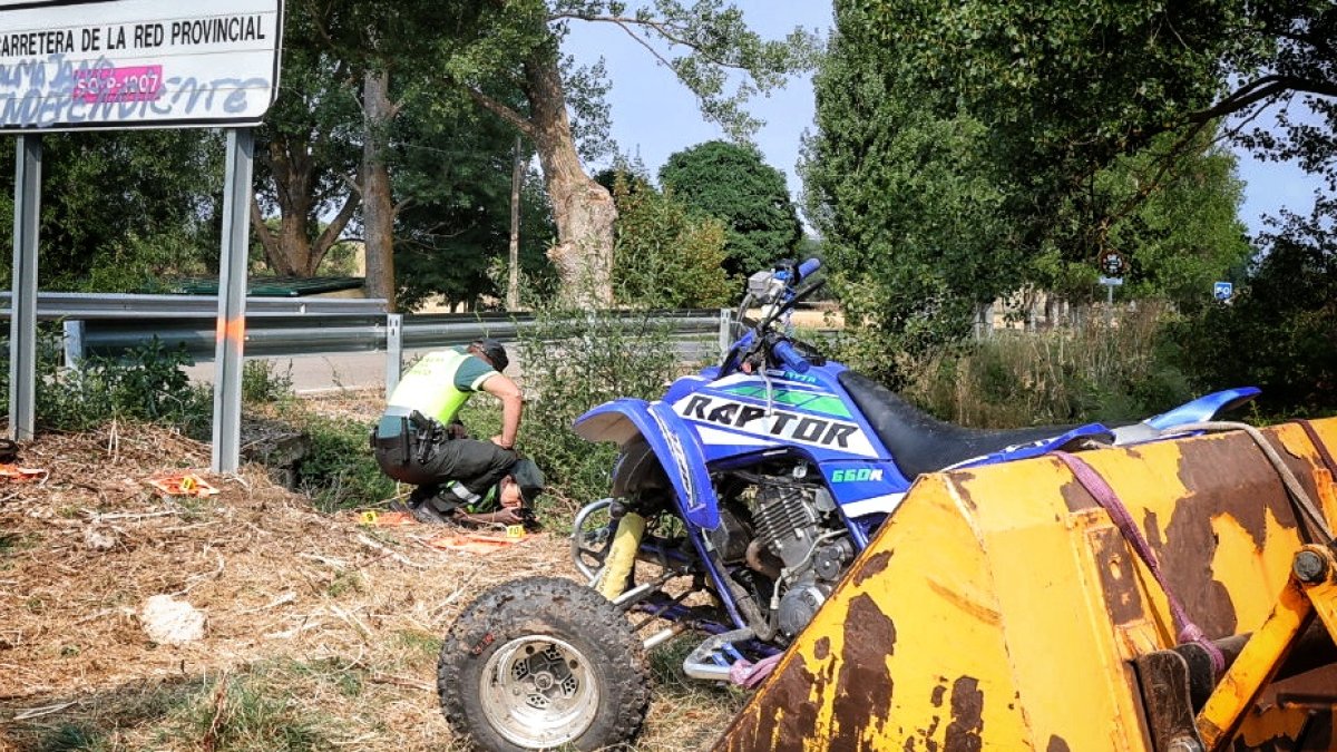 El quad siniestrado en el lugar del accidente
