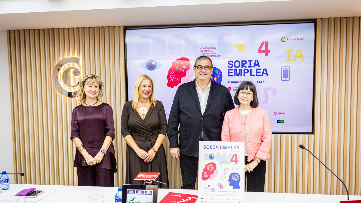 Presentación de la Feria Soria Emplea, este viernes en la sede de la Cámara