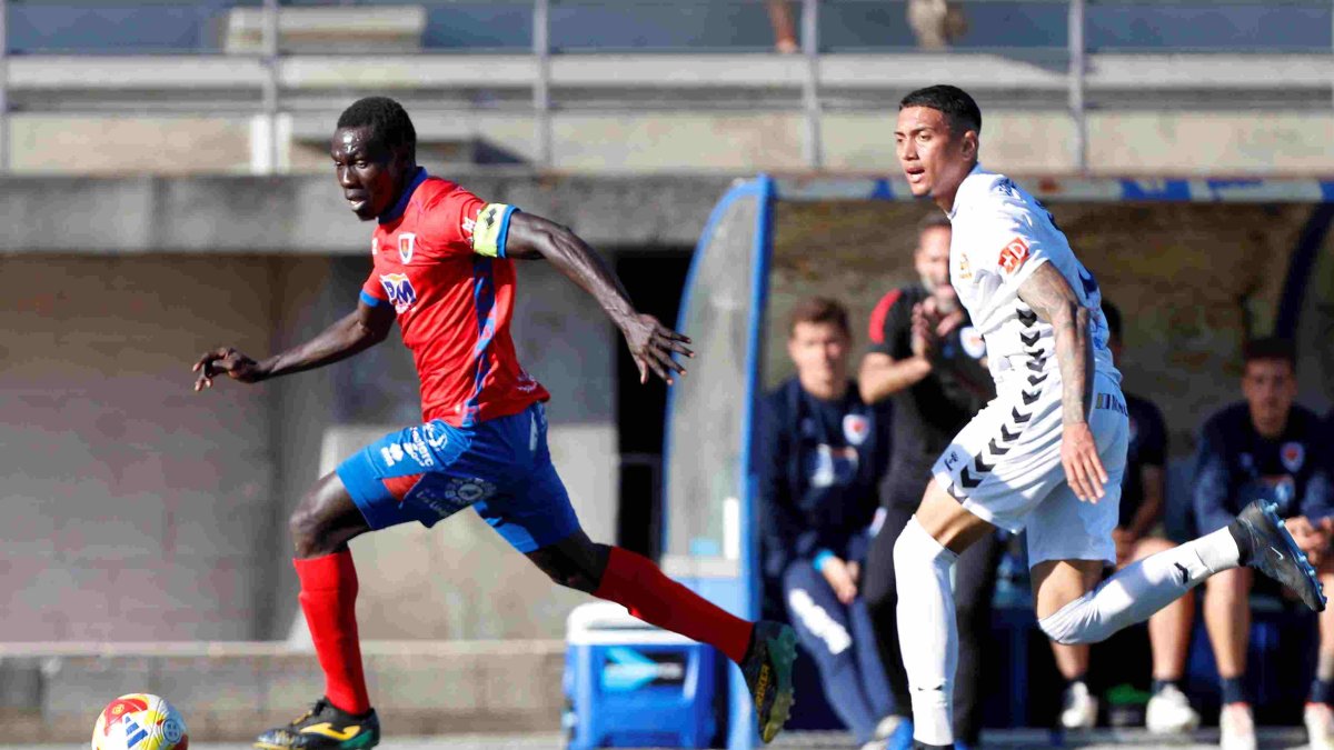 Moustapha en el partido en el que el Numancia perdió el control en la última media hora de juego.