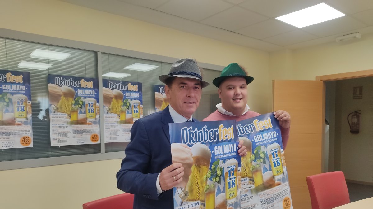Benito Serrano y Mario Martínez, en lapresentación  de la segunda edición del Oktoberfest de Golmayo.