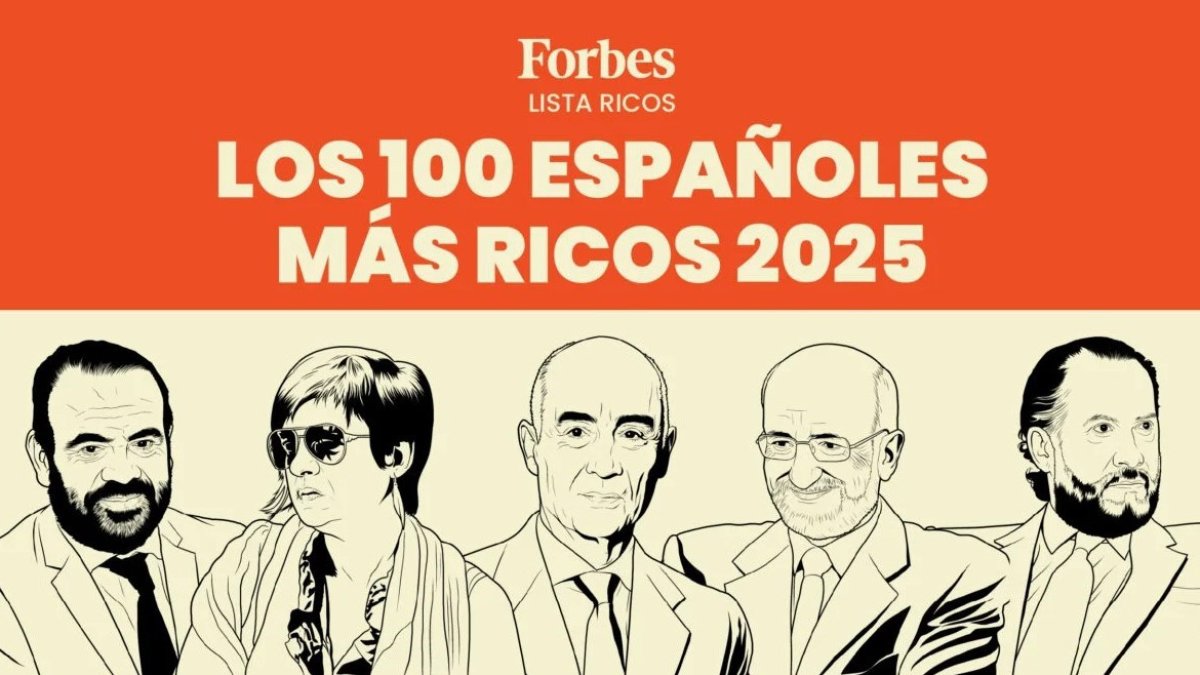 Grafismo de la lista de los 100 Españoles más ricos en 2025 de Forbes España.