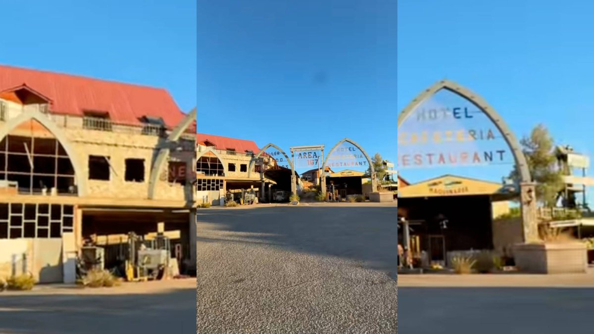 Entrada del Hotel Restaurante Arcojalón, el área de servicio soriana cuya estética ha despertado la curiosidad de miles de usuarios en TikTok.