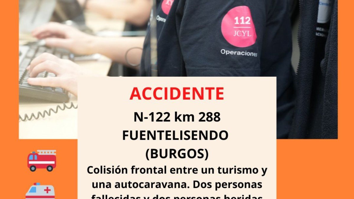 Notificación del 112 acerca del accidente de tráfico.